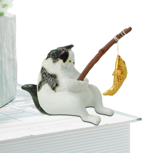 Katze Dekoration Angeln | 2,36x1.38x1.77 Zoll Katzenstatue niedliche Fischtank Aquarium | Katzenstatue süße Fischtank -Aquariumdekor für Desktop, Auto, Bücherregal, Blumentopf Katze Dekoration Angeln | 2,36x1.38x1.77 Zoll Katzenstatue niedliche Fischtank Aquarium | Katzenstatue süße Fischtank -Aquariumdekor für Desktop, Auto, Bücherregal, Blumentopf von GENERIC
