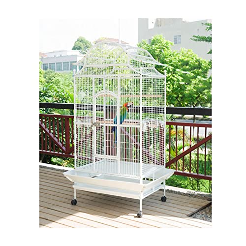 The Birdcage Haushalt Großer Vogelkäfig Papageienkäfig mit Futterbecher Futterkäfig geeignet für Vogelgruppen (Weiß) Sittichkäfig von GENHAOSAN