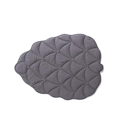 GENODA Hundekühlmatte mit Blättern Sommer Hundematte Katze Sofa Atmungsaktiv Haustierbett waschbar für kleine mittelgroße Hunde Auto (grau, 123 x 98 cm) von GENODA