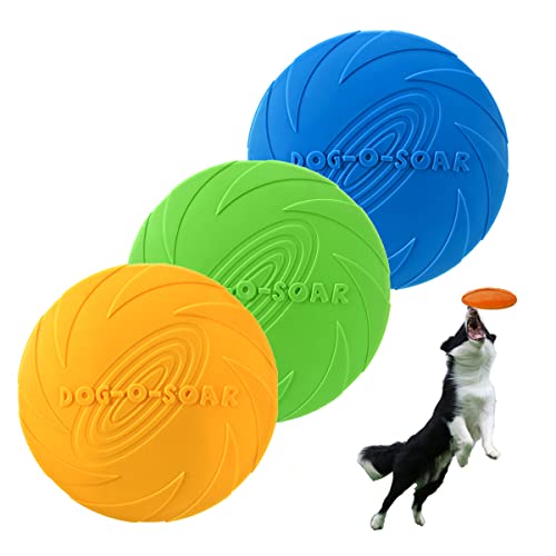 GERRIT 3 Stück schwimmende Hundespielzeuge für Hunde, langlebiges Hundetrainingsspielzeug, Naturgummi, fliegende Untertasse für Außenpool, Wasser, 150 Stück (Größe: S) von GERRIT