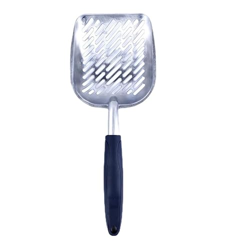 GERRIT Katzenstreuschaufel, Aluminium-Legierung, Metallschaufel, tiefe Schaufel, langer Griff, Kotsieb, Katzenkot-Heber, langlebig, strapazierfähig, für Katzentoilette (glänzend, blau) von GERRIT