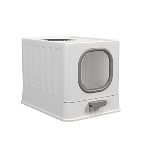 Große Katzentoilette, weiße Katzentoilette mit vorderem Eingang und Belüftungslöchern, halbgeschlossen, 51 x 38 x 39 cm Große Katzentoilette, weiße Katzentoilette mit vorderem Eingang und Belüftungslöchern, halbgeschlossen, 51 x 38 x 39 cm von GERRIT