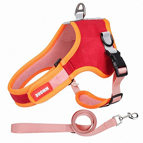 Haustier-Handhalteseil verstellbar, Sattel-Haustiergeschirr, reflektierendes, atmungsaktives Welpen-Handhalteseil/96 (Color : Red, Size : Medium) von GERRIT