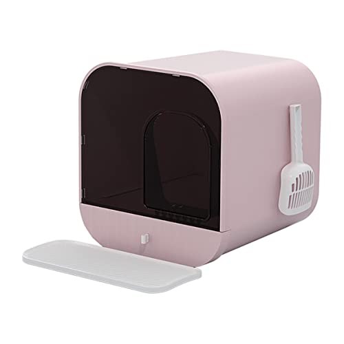 Katzentoilette mit automatischer Geruchsentfernung mit Schaufel und Matte, einfach zu montieren und zu reinigen, 41 x 41 x 40 cm, blau (Color : Pink) von GERRIT