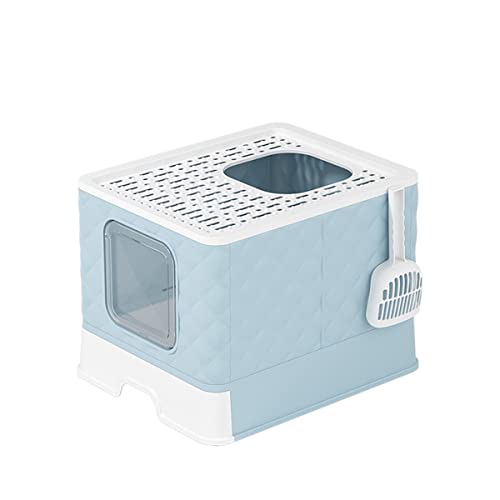 Katzentoilette mit automatischer Geruchsentfernung mit Schaufel und Matte, einfach zu montieren und zu reinigen, 41 x 41 x 40 cm, grau (Color : Blue) von GERRIT