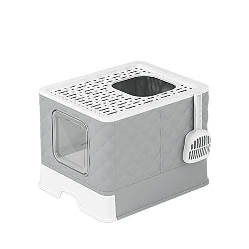 Katzentoilette mit automatischer Geruchsentfernung mit Schaufel und Matte, einfach zu montieren und zu reinigen, 41 x 41 x 40 cm, grau (Color : Grey) von GERRIT