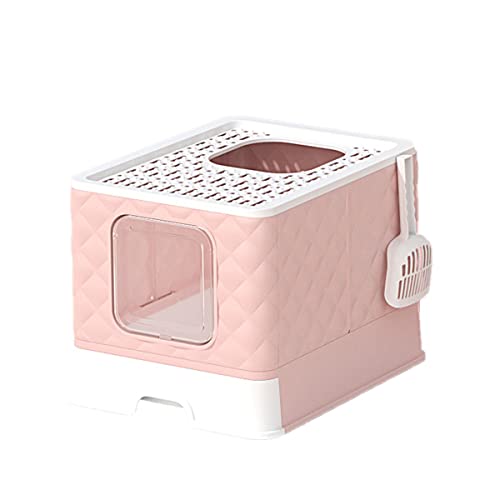 Katzentoilette mit automatischer Geruchsentfernung mit Schaufel und Matte, einfach zu montieren und zu reinigen, 41 x 41 x 40 cm, grau (Color : Pink) von GERRIT