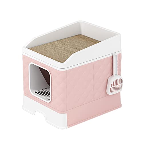 Katzentoilette mit automatischer Geruchsentfernung mit Schaufel und Matte, einfach zu montieren und zu reinigen, 49 x 41 x 4 cm, blau (Color : Pink) von GERRIT