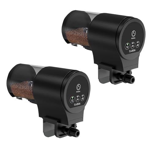 2 Stück Futterautomat für Aquarium Automat Fische Futterspender: 100ML Groß Kapazität Fischfutter Feeder Feuchtigkeitsbeständig Fisch Futterautomaten Fuer Aquarium Fischtank von GERUI