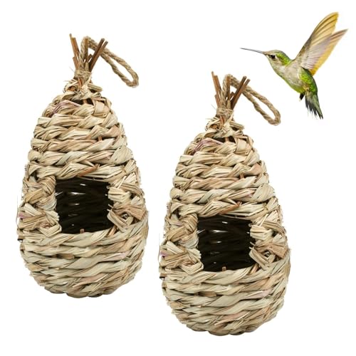 2 Stück Gras Bird Nest, Verschleißfest Hängender Vogelnest Handgewebte Vogelhäuser Rundes Kolibri-Haus für Innen Draußen,für Garten Dekoration,Nistkästen für Kleine Vögel,24x11 cm 2 Stück Gras Bird Nest, Verschleißfest Hängender Vogelnest Handgewebte Vogelhäuser Rundes Kolibri-Haus für Innen Draußen,für Garten Dekoration,Nistkästen für Kleine Vögel,24x11 cm von GERUI
