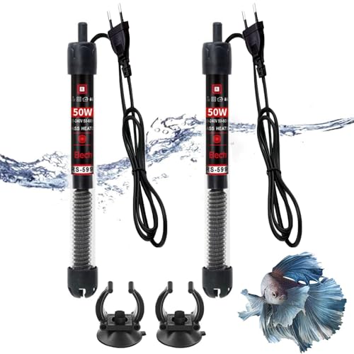 GERUI 2 Pcs Aquarium Heizung 50W (30L-60L), leistungsstarker Aquarienheizer mit Temperatureinstellknopf für Fischtanks und Aquarium von GERUI