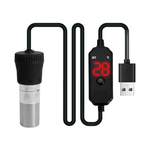 GERUI USB Aquarium Heizung,Aquarium Temperaturregler mit LED-Anzeige mit Saugnäpfen，Externer Temperaturregler Aquarium heizstab mit Eingebautem Thermometer ，für Salzwasser und Süßwasser (15W) von GERUI