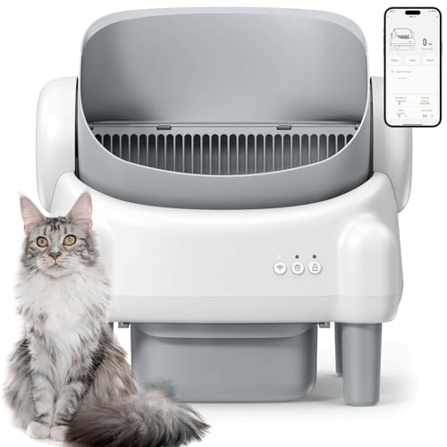 Oben offene Selbstreinigende Katzentoilette Automatische Katzenklo XXL mit App Steuerung Geruchsfreie Großer Raum Elektrisch Cat Litter Box für Mehrere Katzen von GESEILAY