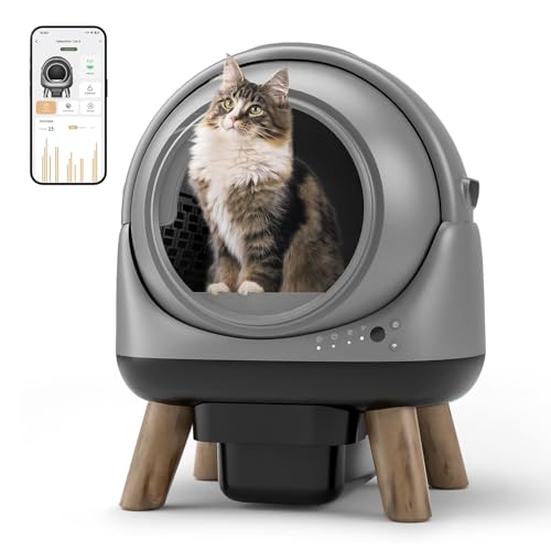 Selbstreinigende Katzentoilette, G1 Automatische Katzentoilette für Katzen, 65L Robotertoilette mit großer Öffnung/Geruchskontrolle/Dual-Sicherheitsschutz von GESEILAY