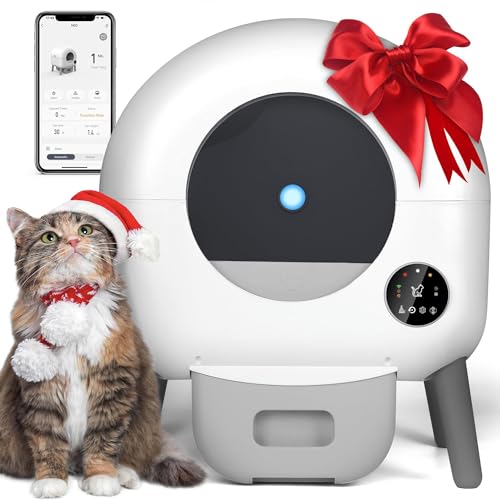Selbstreinigende Katzentoilette, Katzenklo Selbstreinigend Extra 100L App-Steuerung Anti-Pinch Abnehmbarer Sandkontrollkasten Automatisches Katzenklo für Mehrere Katzen von GESEILAY