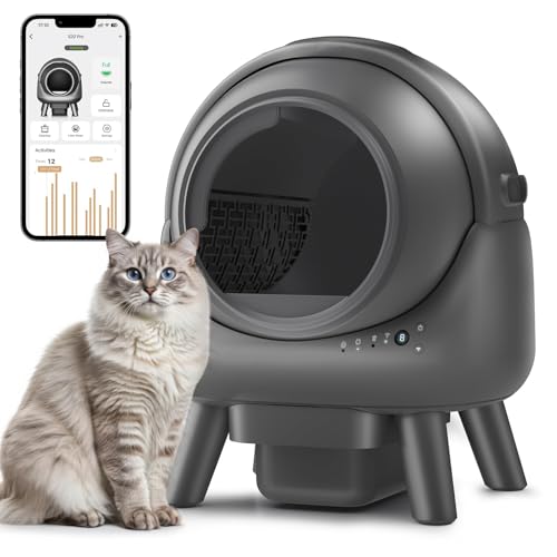 Selbstreinigende Katzentoilette, automatische Katzentoilette mit APP-Steuerung, Multi-Cat kompatibel, 1 Rolle Müllsäcke und Matte Selbstreinigende Katzentoilette, automatische Katzentoilette mit APP-Steuerung, Multi-Cat kompatibel, 1 Rolle Müllsäcke und Matte von GESEILAY