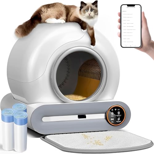 Selbstreinigende Katzentoilette Katzenklo Geschlossen XXL Elektrisches Katzenklo mit Sieb und Treppe Anti Pinch Self Cleaning Cat Litter Box Katzen Klo Automatisch für 2 Katzen (Type1) von GESEILAY