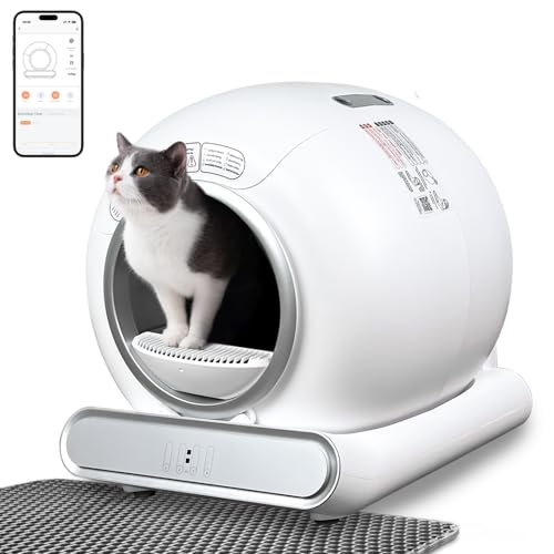 Selbstreinigende Katzentoilette Katzenklo Geschlossen XXL Elektrisches Katzenklo mit Sieb und Treppe Anti Pinch Self Cleaning Cat Litter Box Katzen Klo Automatisch für 2 Katzen (Type4) von GESEILAY