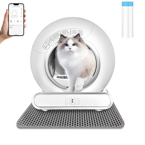 Selbstreinigende Katzentoilette Katzenklo Selbstreinigend Automatisch mit APP Kontrol Anti Pinch Cat Litter Box Self Cleaning Ionische Desodorierung (Type B) von GESEILAY