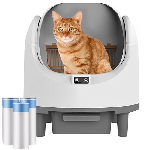 Selbstreinigende Katzentoilette Oben Offene Automatisches Katzenklo Integrierter Sicherheitsschutz APP-Steuerung Self Cleaning Cat Litter Box für Mehrkatzenhaushalte(018) von GESEILAY