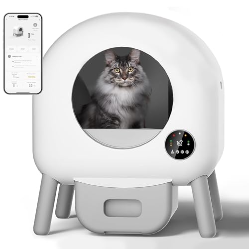 Selbstreinigende Katzentoilette für Katzen, geruchshemmend, automatische Katzentoilette mit elektrischer App, selbstreinigend, für 1,5-12,5 kg Katzen (Typ E) von GESEILAY