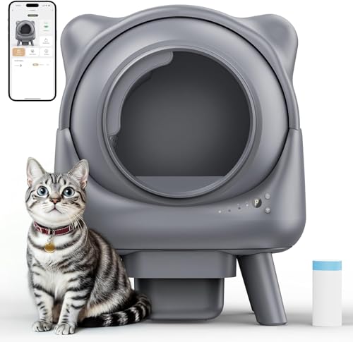 Selbstreinigende Katzentoilette für mehrere Katzen, Automatische Katzentoilette, Selbstreinigender Roboter mit Smart APP Steuerung und Gesundheitsüberwachung, Inklusive 1 Rolle Müllbeutel und Selbstreinigende Katzentoilette für mehrere Katzen, Automatische Katzentoilette, Selbstreinigender Roboter mit Smart APP Steuerung und Gesundheitsüberwachung, Inklusive 1 Rolle Müllbeutel und von GESEILAY