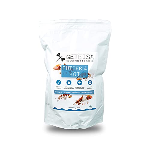 GETEISA Futter 4 Koi 10 kg - Hochwertiges Basis-Koi-Futter mit 4,5mm Pellets, Nährstoffreich, Fördert Farbintensität und Vitalität, Leicht Verdaulich, Made in Germany von GETEISA