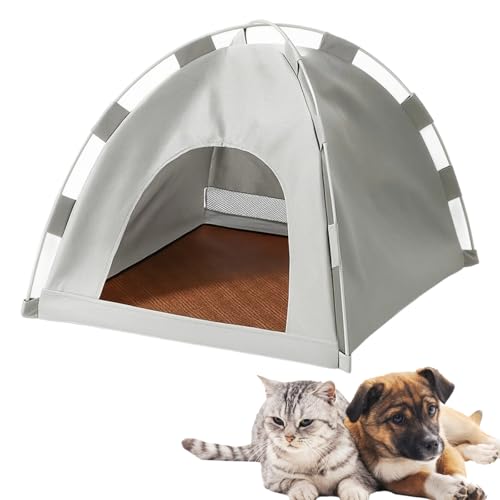 Kleines Katzenzelt, Katzenzelte für draußen, Katzenhaus für draußen, Haustier-Tipi mit Kühlmatte, tragbares Haustierzelt, Haus für drinnen und draußen, für Katzen, Welpen und andere Kleintiere, 35 x von GETJOY