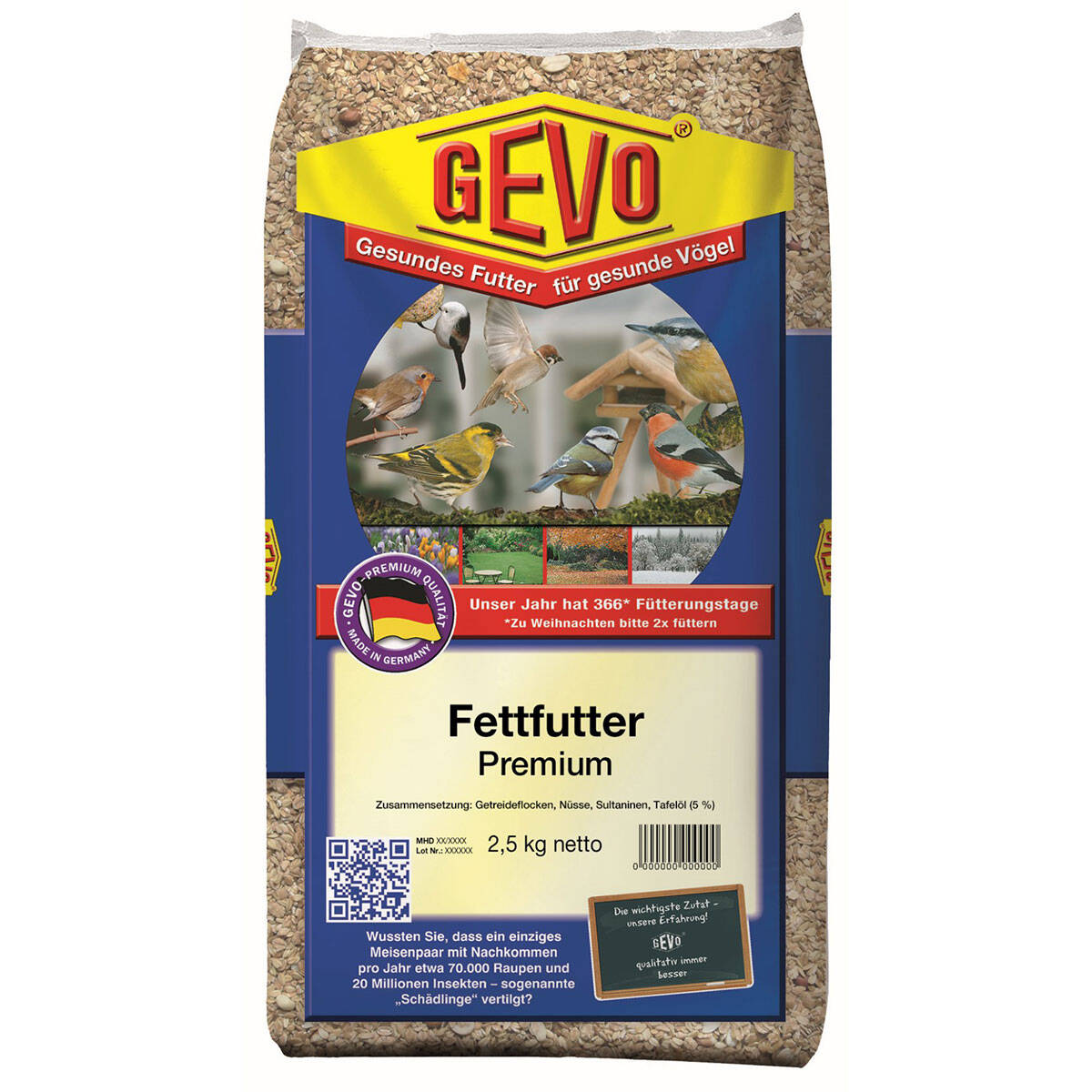 Gevo Fettfutter Premium 2,5 kg Unterstützt Vögel in Alltag, Brutzeit und Winter Gevo Fettfutter Premium 2,5 kg Unterstützt Vögel in Alltag, Brutzeit und Winter von GEVO