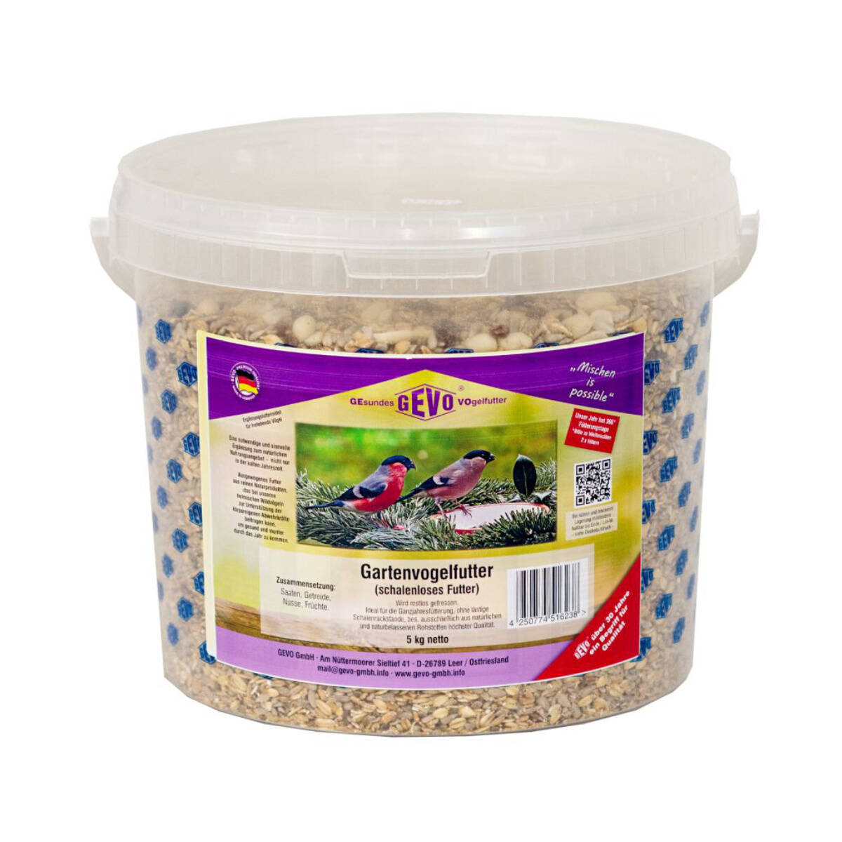 Gevo Gartenvogelfutter schalenlos 5 kg Eimer Für die Ganzjahresfütterung Gevo Gartenvogelfutter schalenlos 5 kg Eimer Für die Ganzjahresfütterung von GEVO