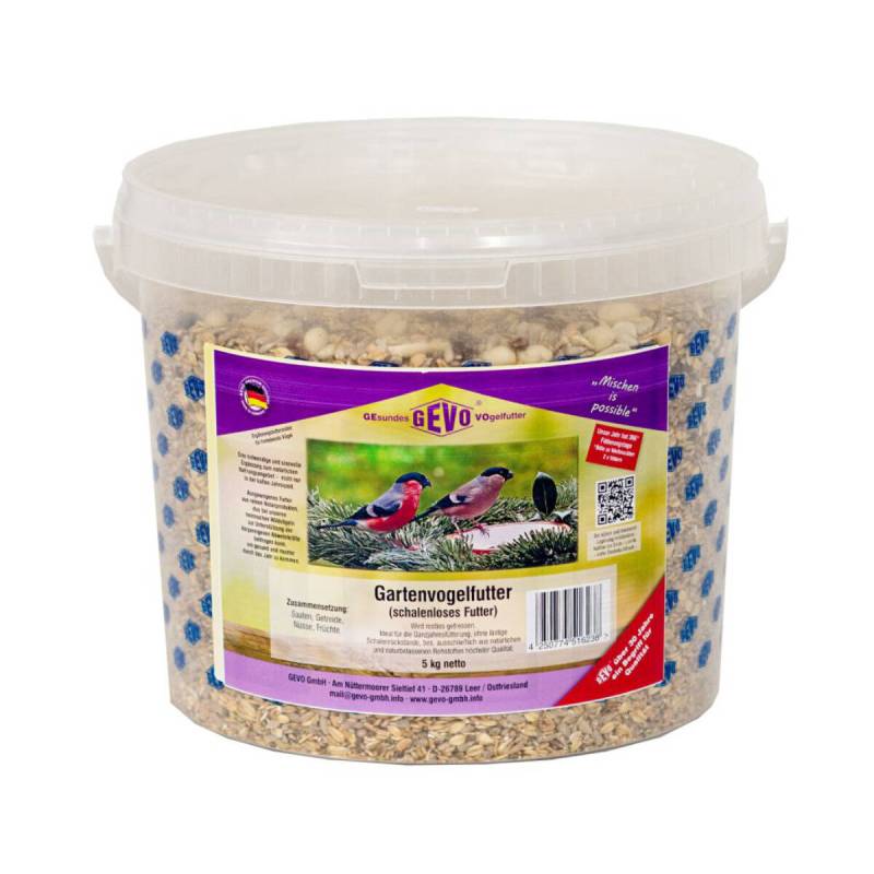 Gevo Gartenvogelfutter schalenlos 5 kg Eimer Für die Ganzjahresfütterung von GEVO