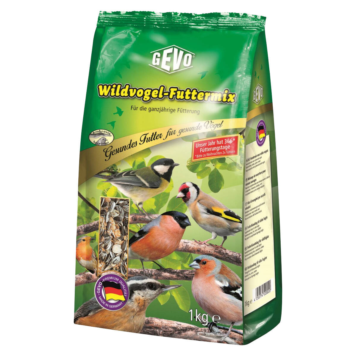 Gevo Wildvogel-Futtermix 1 kg Für die Ganzjahresfütterung Gevo Wildvogel-Futtermix 1 kg Für die Ganzjahresfütterung von GEVO