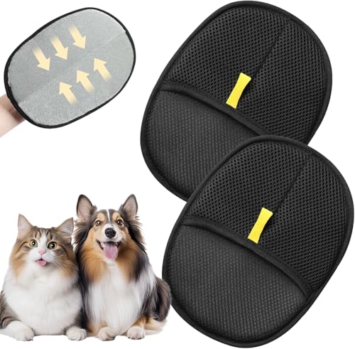 GEXINKEJI 2 Tierhaarentferner Handschuhe Fell Magnet handschuh Wiederverwendbare Fell Magnet Handschuhe Doppelseitige antistatische Haustier Handschuhe für Hund & Katze Haustier Bürsten Handschuh von GEXINKEJI