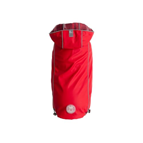 GF Pet Hunde-Regenmantel, Elasto-Passform, wendbar, für Hunde, wasserdichte Kapuzenjacke, rotes Karomuster, Größe XS von GF Pet