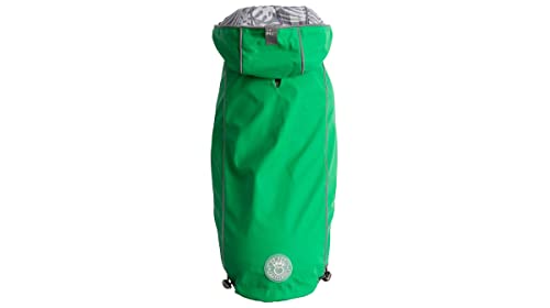 GF Pet Reversible ElastoFit Raincoat - Regenjacke- wasserdichte Hundebekleidung- Größe S Hundemantel Rückenlänge 33cm- Grün von GF Pet
