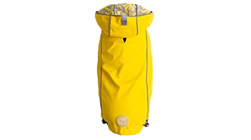 GF Pet Reversible ElastoFit Raincoat - Regenjacke- wasserdichte Hundebekleidung- Größe S Hundemantel Rückenlänge 33cm- Gelb von GF Pet