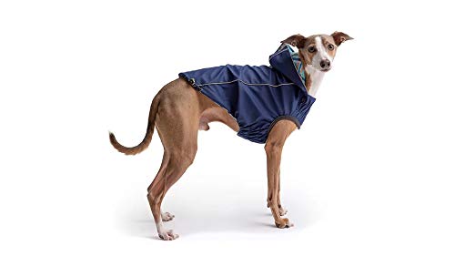 GF Pet Reversible ElastoFit Raincoat - Regenjacke- wasserdichte Hundebekleidung- Größe M Hundemantel Rückenlänge 38cm- Marine von GF Pet