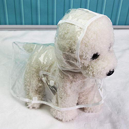 GFFGA wasserdichte transparente Regenmäntel Hündchen Regenmantel Tragbare Hund Regenmäntel Faltbare leichte Kleidung Welpen Regenjacke, weiß, XL von GFFGA
