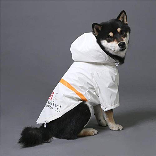 Großer Hund Regenmantel Hundemantel Haustier Kleidung gelber Hund Windjacke großer Hund Regenmantel wasserdichte Outdoor-Jacke, Weiß, XL von GFFGA