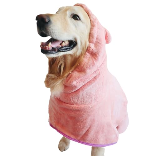 Großer Hunde-Bademantel aus Korallensamt absorbiert Wasser, niedlicher Bauch, vollständig umwickelter Bademantel, Haustier-Duschtuch (Farbe: Rosa, Größe: XS) (Grün X) von GFHSUIEUUUUBF