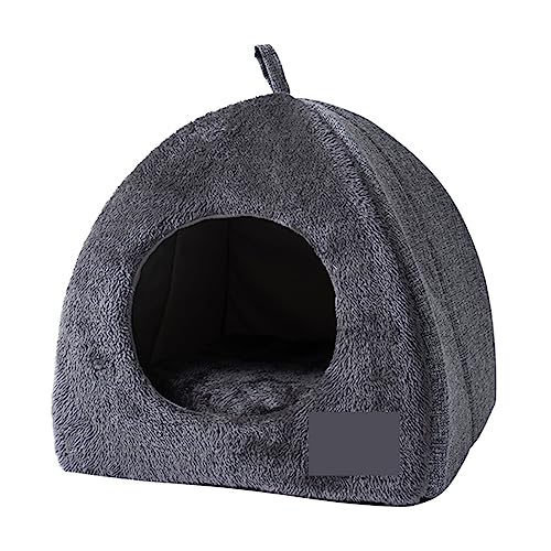 Haustierbetten, Plüsch-Hunde- und Katzenbett, rutschfest, graues Kätzchenhaus, Schlafkatzen, Höhlenbett für kleine Hunde, Zelt (Farbe: Grau, Größe: 43 x 43 x 41 cm) (Grau 43 x 43 x 41 cm) von GFHSUIEUUUUBF