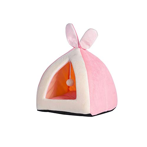 Haustierbetten, niedliches Kaninchen-Hundehaus, Haustierhütte, Katzenzelt, Hundekorb, Welpen, kleiner, mittelgroßer Hund, warmes Kätzchennest (Farbe: Rosa, Größe: XL) (Rosa X) von GFHSUIEUUUUBF