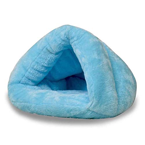 Haustierbetten Haustier-Katzenbett Zwinger Weiche Zwinger Zwinger Höhle Haus Schlafsack Kissen Kissen Zelt Haustier Winter Warm und Bequem Bett (Farbe: Rosa, Größe: S) (Blau Medium) von GFHSUIEUUUUBF
