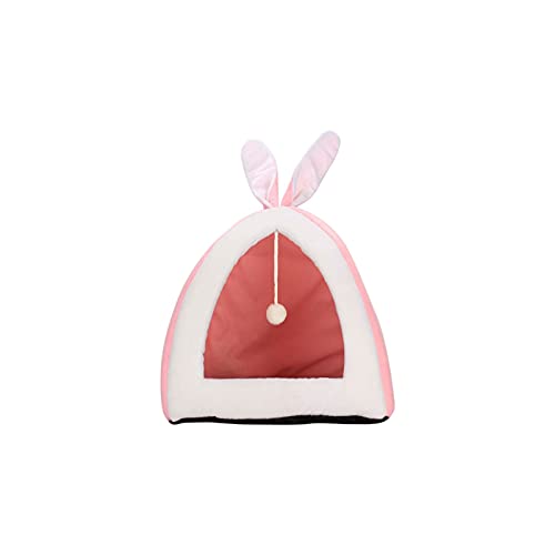 Haustierbetten Haustierbett für kleine Hunde und Katzen, atmungsaktiv, warme Sofamatte, vier Jahreszeiten, allgemein, einfarbig, Zelt, Hundehütte, Haustierzubehör (Farbe: Rosa, Größe: groß) (Rosa, von GFHSUIEUUUUBF