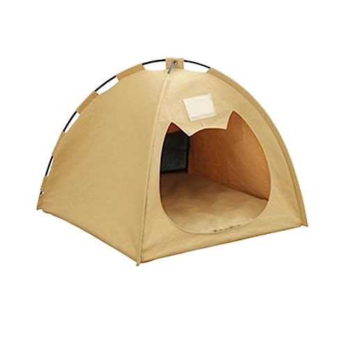 Haustierbetten Katzenzelt Haus Katzenbett Haustier Katze Hund Tief Gemütliches Haustierzelt mit Haustiermatte (Farbe: Braun, Größe: 42 x 42 x 38 cm) (Beige 52 x 52 x 45 cm) von GFHSUIEUUUUBF