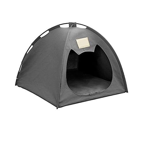 Haustierbetten Katzenzelt Haus Katzenbett Haustier Katze Hund Tief Gemütliches Haustierzelt mit Haustiermatte (Farbe: Braun, Größe: 42 x 42 x 38 cm) (Grau 52 x 52 x 45 cm) von GFHSUIEUUUUBF
