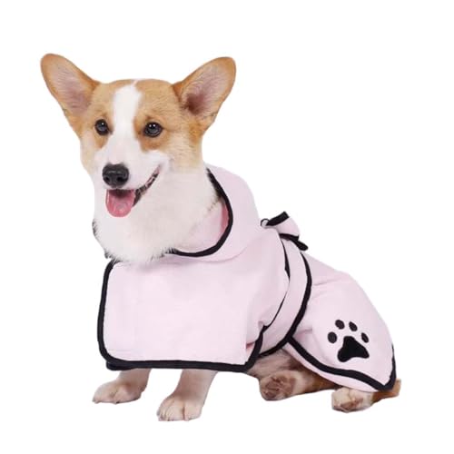 Haustierspezifischer saugfähiger Bademantel für Katzen und Hunde, schnell trocknend, Duschtuch für Katzen und Hunde (Farbe: Rosa, Größe: S) (Rosa, Größe M) von GFHSUIEUUUUBF