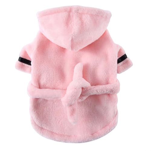 Hundehandtuch, Haustier-Bademäntel, Hunde- und Katzen-Pyjama, saugfähige und schnell trocknende Badetücher, weich und bequem (Farbe: Weiß, Größe: XL) (Rosa, klein) von GFHSUIEUUUUBF