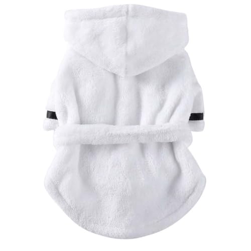 Hundehandtuch, Haustier-Bademäntel, Hunde- und Katzen-Pyjama, saugfähige und schnell trocknende Badetücher, weich und bequem (Farbe: Weiß, Größe: XL) (Weiß, Größe S) von GFHSUIEUUUUBF