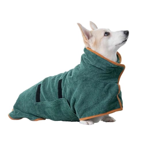 Hundehandtuch, saugfähige Handtücher, Badetücher, Bademantel, Kleidung, vollständig verpackt, für Hunde, mittelgroße bis große Hunde zum Baden und Warmhalten (Farbe: Grün, Größe: S) (mehrfarbig 1) von GFHSUIEUUUUBF